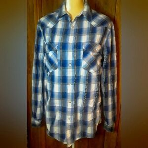 Mens Mossimo Supply Size Medium Longsleeve Plaid Shirt Blouse